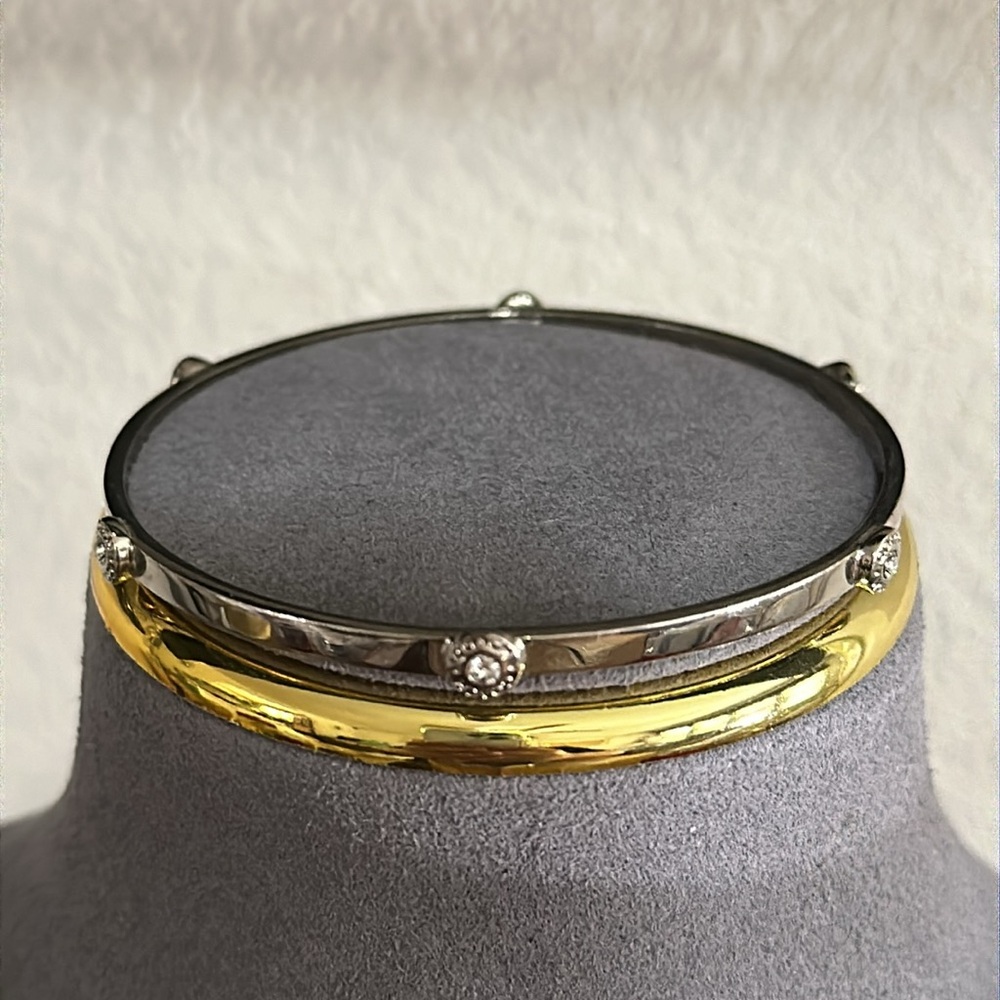 Coach - Silver Tone Rhinestone Studded Bangle Bracelet